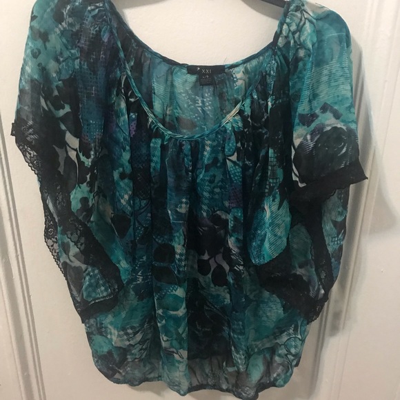 Aquamarine Blouse Large F21 - Picture 1 of 2